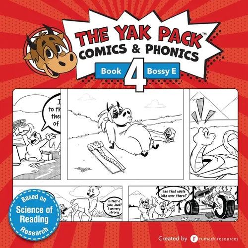 The Yak Pack: Comics & Phonics: Book 4: Learn to read decodable Bossy E words - Paperback