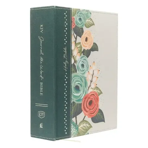KJV, Journal the Word Bible, Large Print, Green Floral Cloth, Red Letter Edition: Reflect, Journal, or Create Art Next to Your Favorite Verses - Hardcover