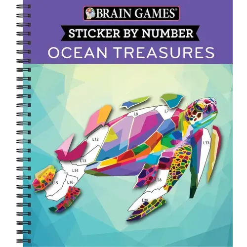 Brain Games - Sticker by Number: Ocean Treasures (13 Images to Sticker) - Spiral