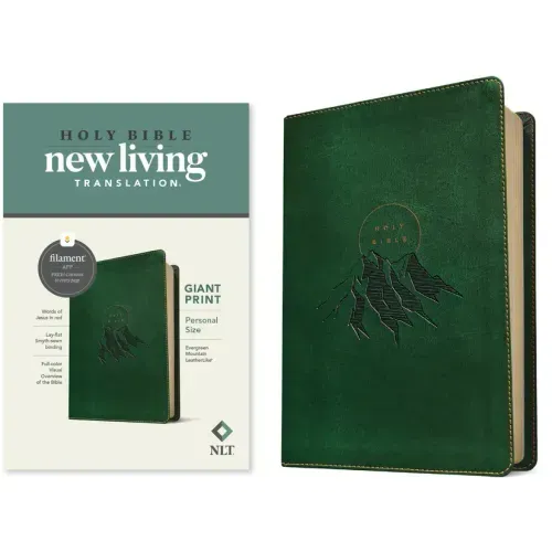 NLT Personal Size Giant Print Bible, Filament Enabled (Leatherlike, Evergreen Mountain, Red Letter) - Imitation Leather