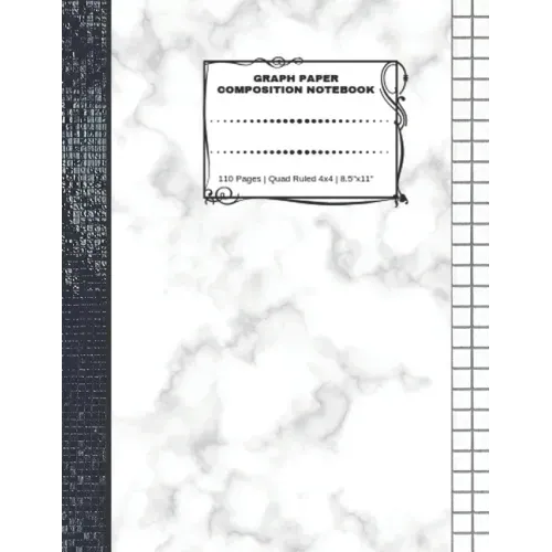 Graph Paper Composition Notebook: 110 Pages - Quad Ruled 4x4 - 8.5" x 11" Marble Large Notebook with Grid Paper - Math Notebook For Students - Paperback