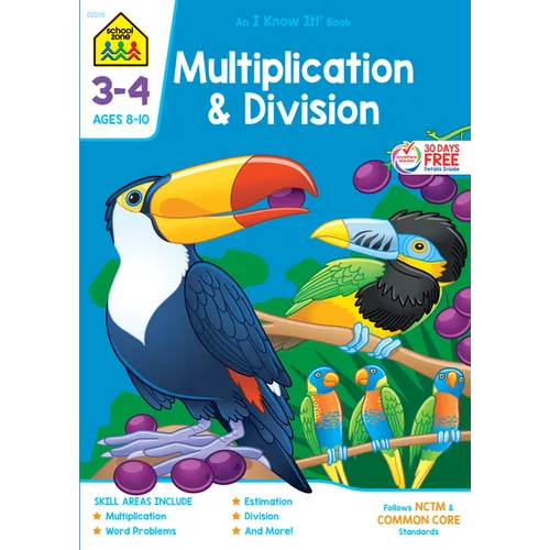School Zone Multiplication & Division Grades 3-4 Workbook - Paperback