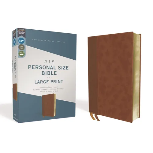 Niv, Personal Size Bible, Large Print, Leathersoft, Brown, Red Letter Edition, Comfort Print - Imitation Leather