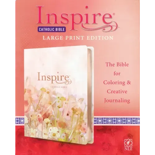 Inspire Catholic Bible NLT Large Print (Leatherlike, Pink Fields with Rose Gold): The Bible for Coloring & Creative Journaling - Imitation Leather
