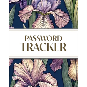 XL Large Print Password Tracker (Purple Irises on Navy): 8"x10" 450+ Alphabetical Password Logbook for Easy Organization; Perfect for Seniors with its - Paperback