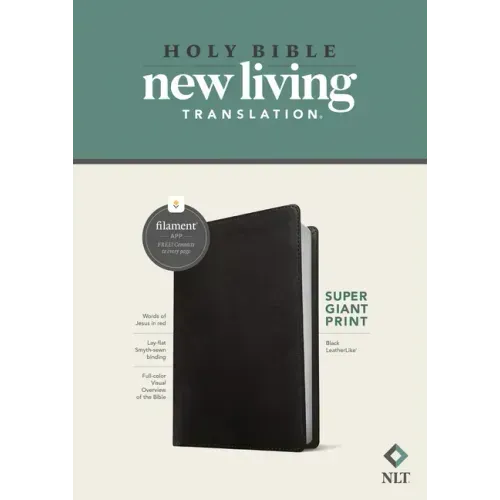 NLT Super Giant Print Bible, Filament Enabled (Leatherlike, Black, Red Letter) - Imitation Leather