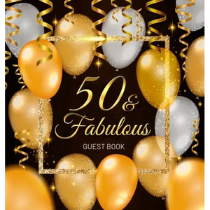 50th Birthday Guest Book: Keepsake Memory Journal for Men and Women Turning 50 - Hardback with Black and Gold Themed Decorations & Supplies, Personali - Hardcover