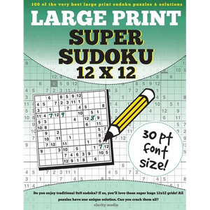 Large Print Super Sudoku 12x12: 100 12x12 super sudoku puzzles and solutions - Paperback