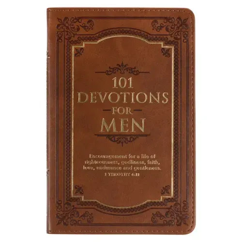 101 Devotions for Men, Encouragement for a Life of Faith, Brown Faux Leather Flexcover - Leather