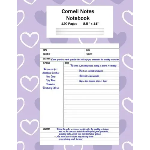Cornell Notes Notebook: Note Taking System, For Students, Writers, Meetings, Lectures Large Size 8.5 x 11 (21.59 x 27.94 cm), Durable Matte Pu - Paperback