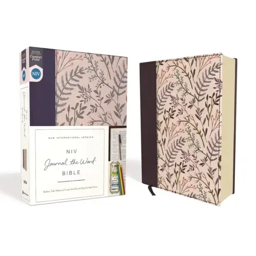 NIV, Journal the Word Bible, Cloth Over Board, Pink Floral, Red Letter Edition, Comfort Print: Reflect, Take Notes, or Create Art Next to Your Favorit - Hardcover