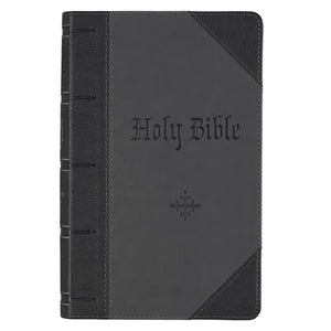 KJV Bible Giant Print Standard-Size (Faux Leather, Black/Gray) - Imitation Leather