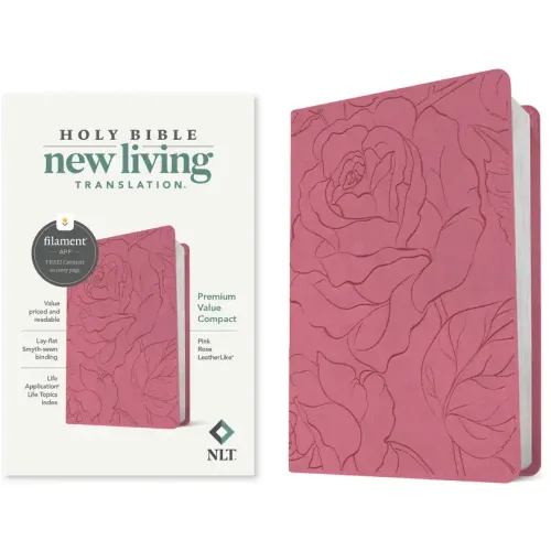 NLT Premium Value Compact Bible, Filament Enabled (Leatherlike, Pink Rose) - Imitation Leather