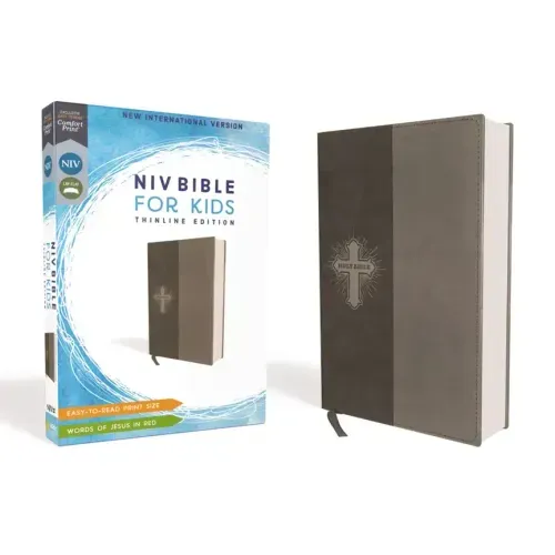 Niv, Bible for Kids, Leathersoft, Gray, Red Letter, Comfort Print: Thinline Edition - Leather