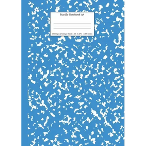 Marble Notebook A4: Blue Marble College Ruled Journal - Paperback