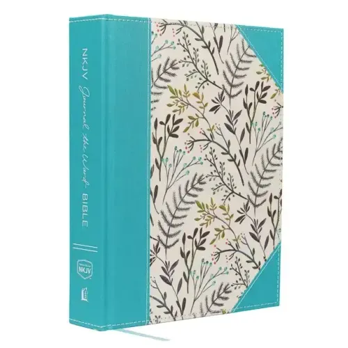 NKJV, Journal the Word Bible, Large Print, Blue Floral Cloth, Red Letter Edition: Reflect, Journal, or Create Art Next to Your Favorite Verses - Hardcover