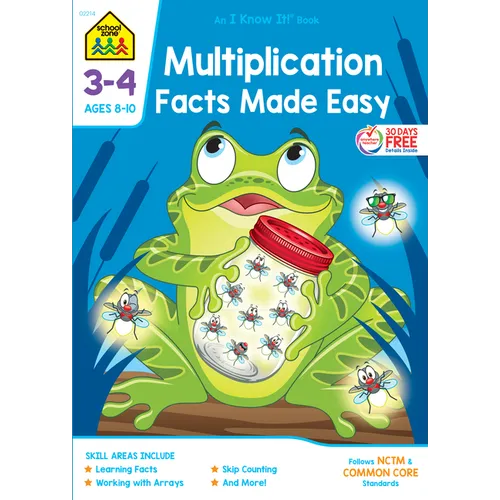 School Zone Multiplication Facts Made Easy Grades 3-4 Workbook - Paperback