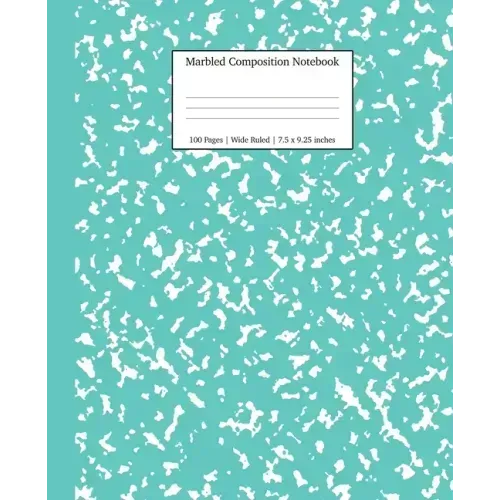 Marbled Composition Notebook: Turquoise Marble Wide Ruled Paper Subject Book - Paperback