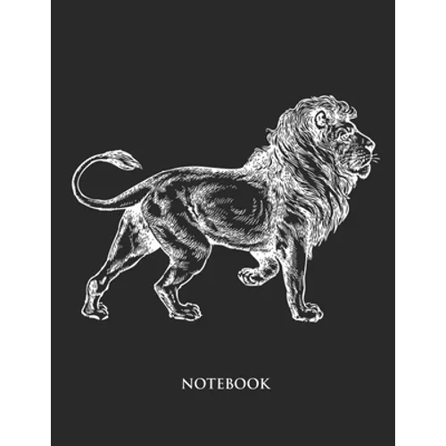 Lion Notebook: Hand Writing Notebook - Large (8.5 x 11 inches) - 110 Numbered Pages - Black Softcover - Paperback