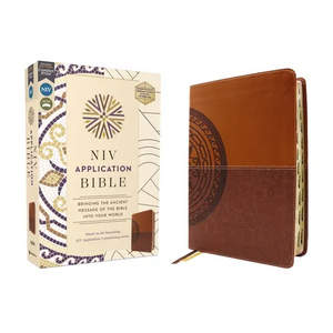 NIV Application Bible, Leathersoft, Brown, Red Letter, Thumb Indexed, Comfort Print: Bringing the Ancient Message of the Bible Into Your World - Imitation Leather