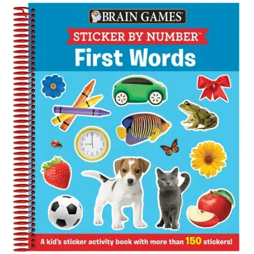 Brain Games - Sticker by Number: First Words (for Kids Ages 3-6): A Kid's Sticker Activity Book with More Than 150 Stickers! - Spiral