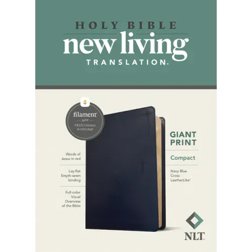 NLT Compact Giant Print Bible, Filament Enabled (Leatherlike, Navy Blue Cross, Red Letter)