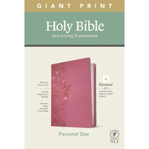 NLT Personal Size Giant Print Bible, Filament Enabled Edition (Red Letter, Leatherlike, Peony Pink) - Imitation Leather