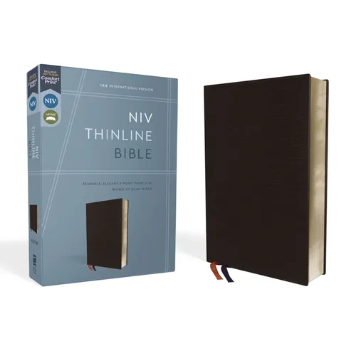 NIV, Thinline Bible, Bonded Leather, Black, Red Letter Edition - Bonded Leather