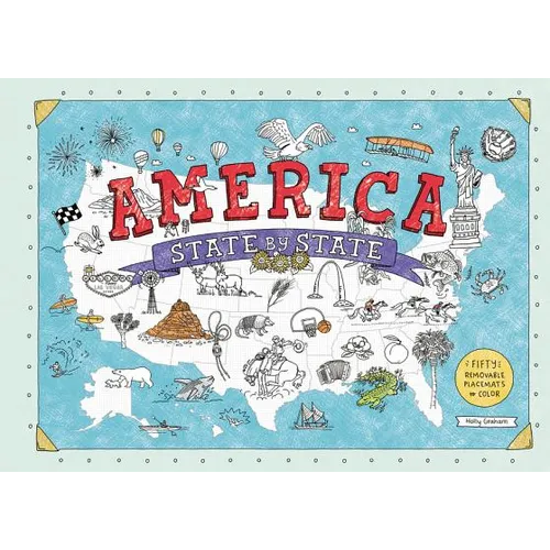 America State by State: Fifty Removable Placemats to Color - Paperback