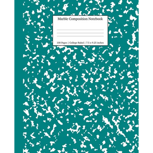 Marble Composition Notebook College Ruled: Teal Marble Notebooks, School Supplies, Notebooks for School - Paperback