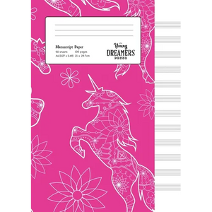 Manuscript Paper: Floral Unicorn A4 Blank Sheet Music Notebook - Paperback