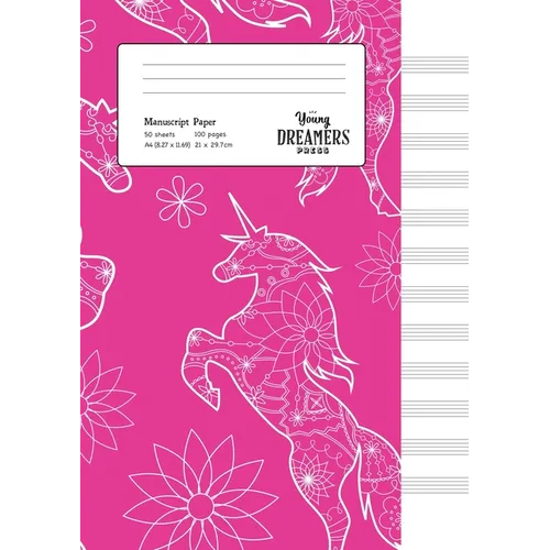 Manuscript Paper: Floral Unicorn A4 Blank Sheet Music Notebook - Paperback