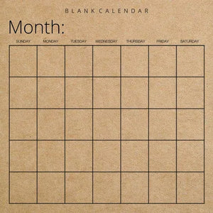Blank Calendar: Kraft Brown Paper, Undated Planner for Organizing, Tasks, Goals, Scheduling, DIY Calendar Book - Paperback