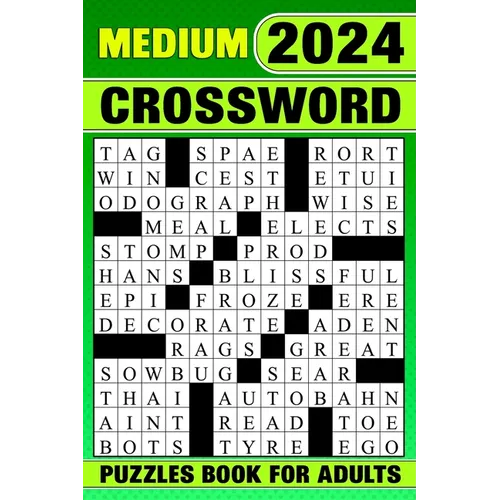 2024 Medium Crossword Puzzles Book For Adults: Challenging & Relaxing 84 Puzzles With Solutions - Paperback