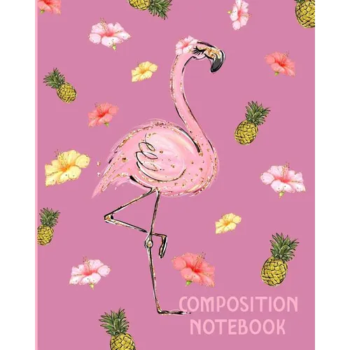 Composition Notebook: Pink Flamingo Composition Wide Ruled Notebook - Paperback