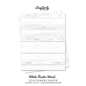 White Rustic Wood Stationery Paper: Cute Letter Writing Paper for Home, Office, Letterhead Design, 25 Sheets - Paperback