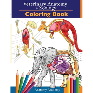 Veterinary & Zoology Coloring Book: 2-in-1 Compilation Incredibly Detailed Self-Test Animal Anatomy Color workbook Perfect Gift for Vet Students and A - Paperback