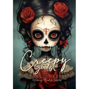 Creepy Girls Halloween Coloring Book for Adults: Halloween Grayscale Coloring Book Gothic Horror Coloring Book for Adults Sugar Skulls Catrinas, Scare - Paperback