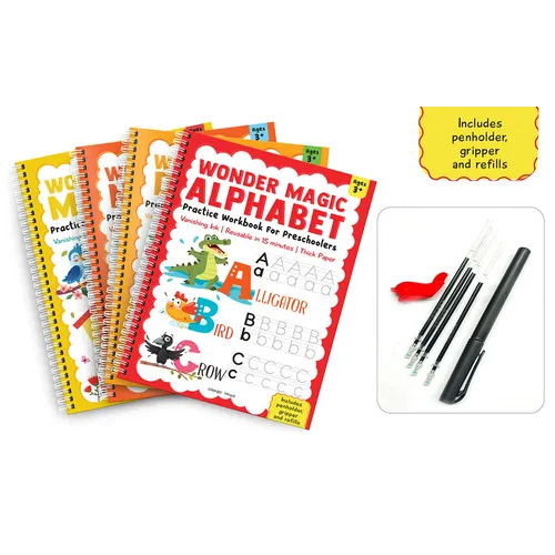 Wonder Magic Pack of 4 Books (Maths, Drawing, Numbers & Alphabet) - Spiral