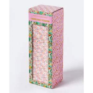 Floral Tumbling Tower Game - Stylish Wooden Stacking Game for Family & Party Fun - Hardcover
