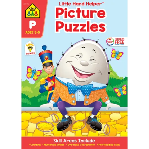School Zone Picture Puzzles Workbook with Stickers - Paperback