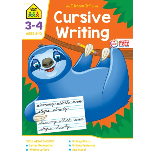 School Zone Cursive Writing Grades 3-4 Workbook - Paperback