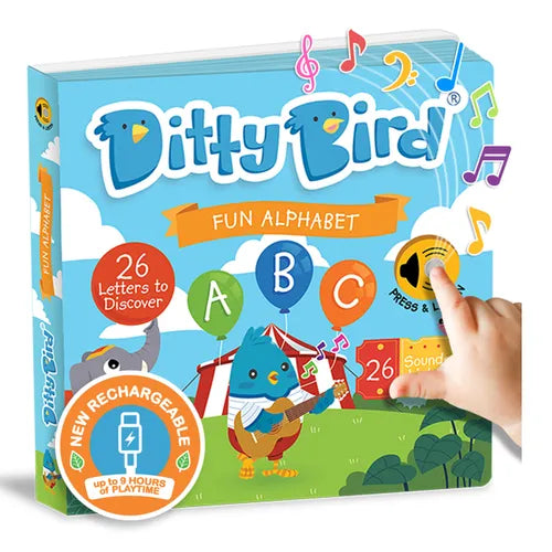 Ditty Bird ABC Fun Alphabet Interactive Sound Book for Toddlers 1- 3 Musical Books for Preschoolers Early Learning Toy - Board Book