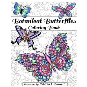 Botanical Butterflies Coloring Book: 58 Beautiful tangled and floral butterflies to color - Paperback