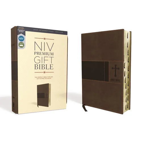 Niv, Premium Gift Bible, Leathersoft, Brown, Red Letter Edition, Indexed, Comfort Print - Imitation Leather
