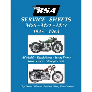 BSA M20, M21 and M33 'Service Sheets' 1945-1963 for All Rigid, Spring Frame, Girder and Telescopic Fork Models - Paperback