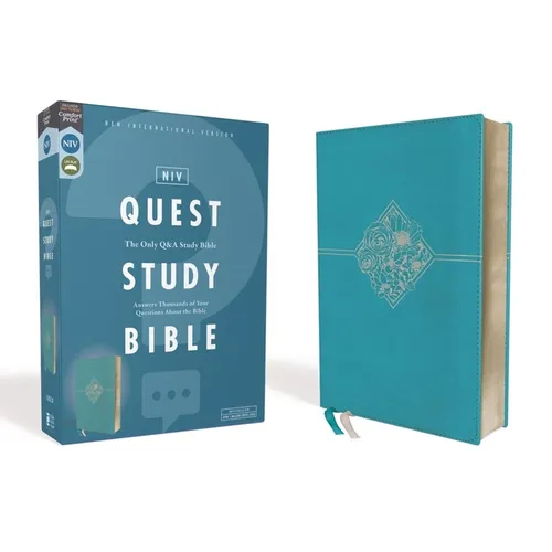 Niv, Quest Study Bible, Leathersoft, Blue, Comfort Print: The Only Q and A Study Bible - Imitation Leather