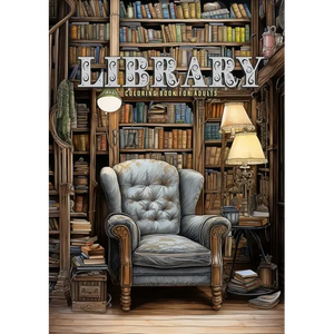 Library Coloring Book for Adults: Interior Coloring Book Room Design Coloring furniture Coloring Book books bookshelf coloring book A4 - Paperback