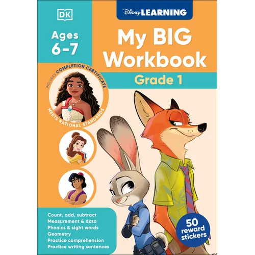 Disney Learning Big Workbook Grade 1: Math & English Workbook for Kids Aged 6-7, Curriculum-Based