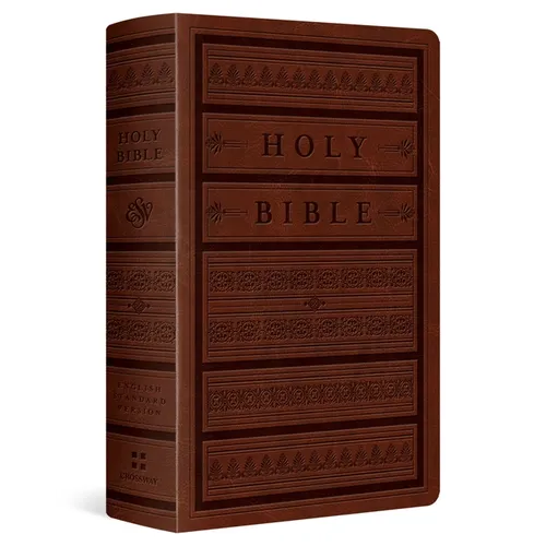 ESV Giant Print Personal Size Bible, Red Letter (Trutone, Brown, Engraved Mantel Design) - Imitation Leather